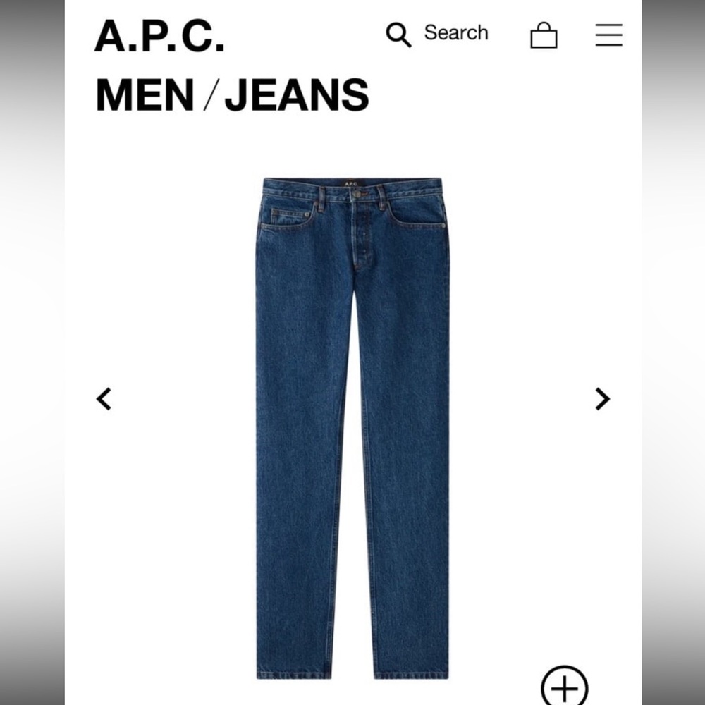 JEANS MEN A.P.C Petit New Standard size 33 Stonewashed Indigo